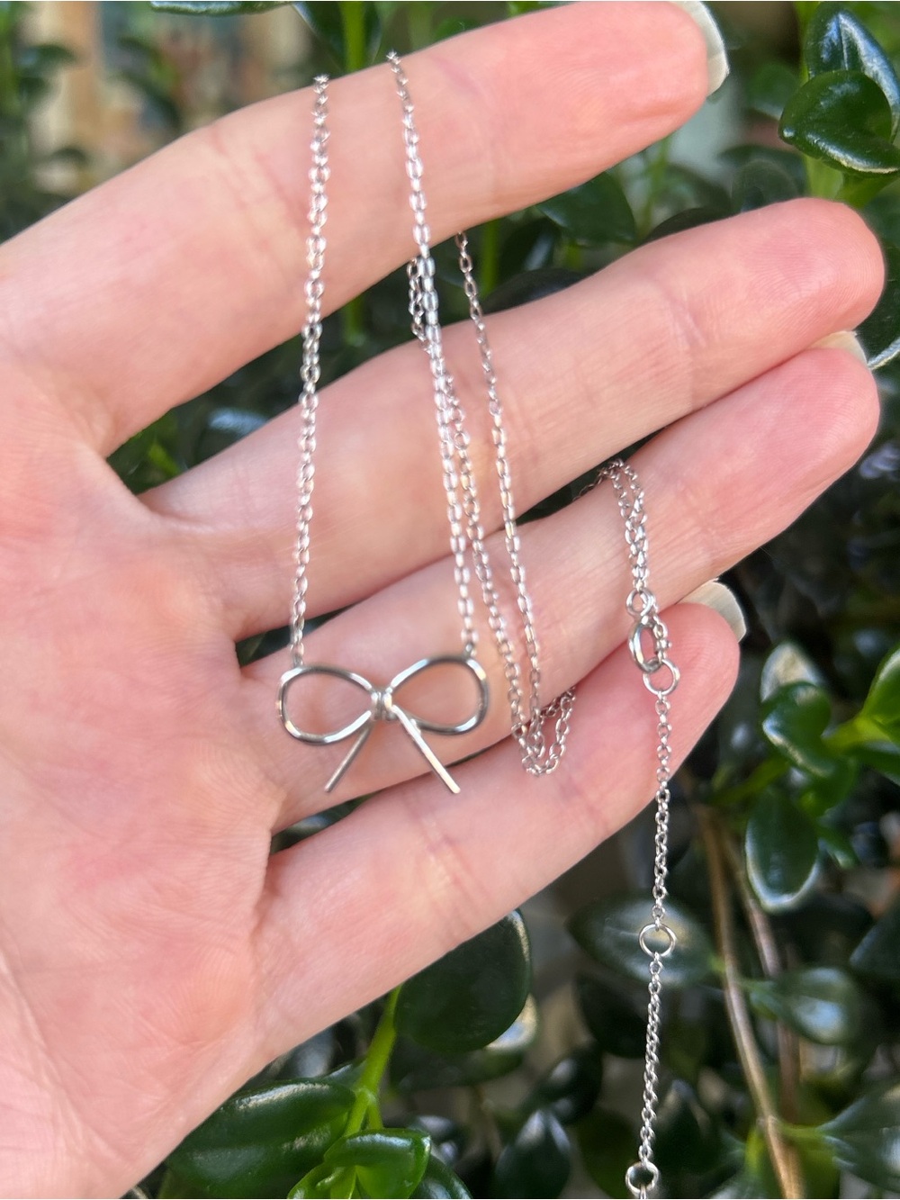Sterling Silver Adjustable Length Necklace with Bow